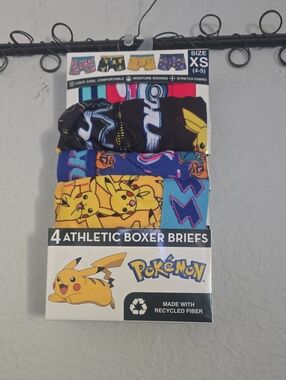 Pokemon Boys' 4-Pack Athletic Boxer Briefs - Yellow, Blue, Black